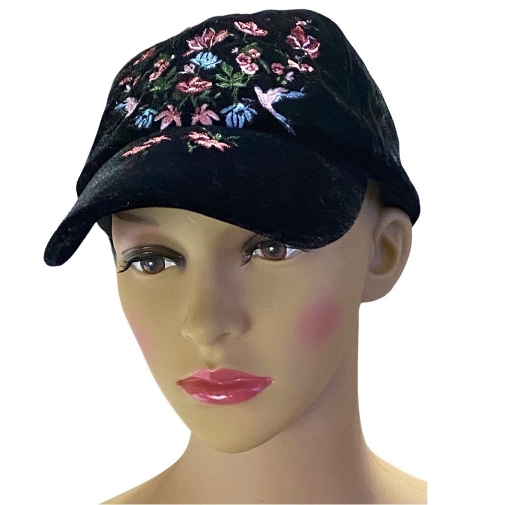 COTTON ON Velvet Floral Embroidered Ball Cap